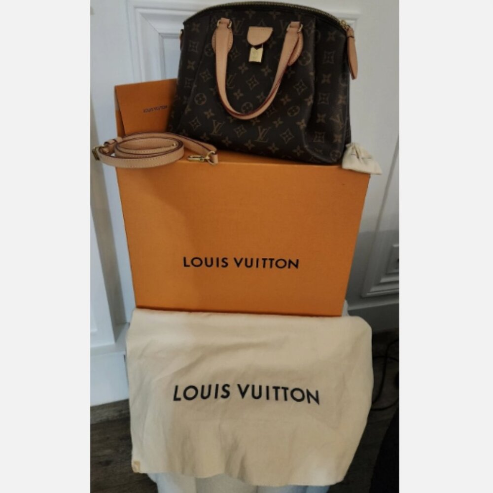 Louis Vuitton Rivoli NV PM Monogram Purse Bag With Tan Accents Authentic